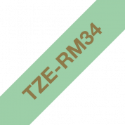 Кассета с тканевой лентой для печати наклеек, золотой на мятно-зелёном, TZe-RM34