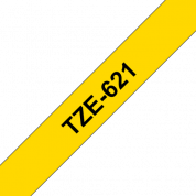 Лента для печати наклеек, черный на желтом фоне, TZe-621