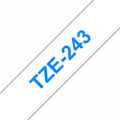 Кассета с лентой для печати наклеек синим на белом фоне, TZe243