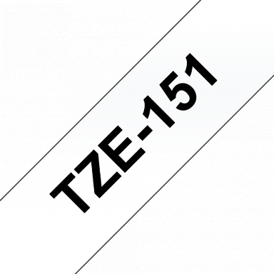 Кассета с лентой для печати наклеек чёрным на прозрачном, TZe151