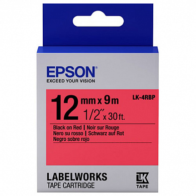 Картридж EPSON с лентой LK-4RBP (пастельная, 12мм/9м., черн./красн.), C53S654007
