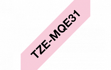 Кассета с лентой для печати наклеек черным на пастельно-розовом фоне, TZeMQE31
