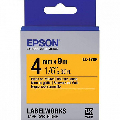 Картридж EPSON с лентой LK-1YBP (пастельная, 4мм/9м, черн./желт.), C53S651002
